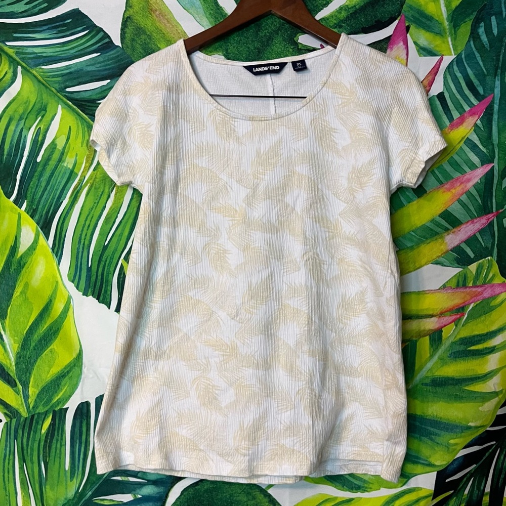 Lands End XS 2/4 Women’s Polynesian Key West Tropical Comfy Vacation Spring Tee